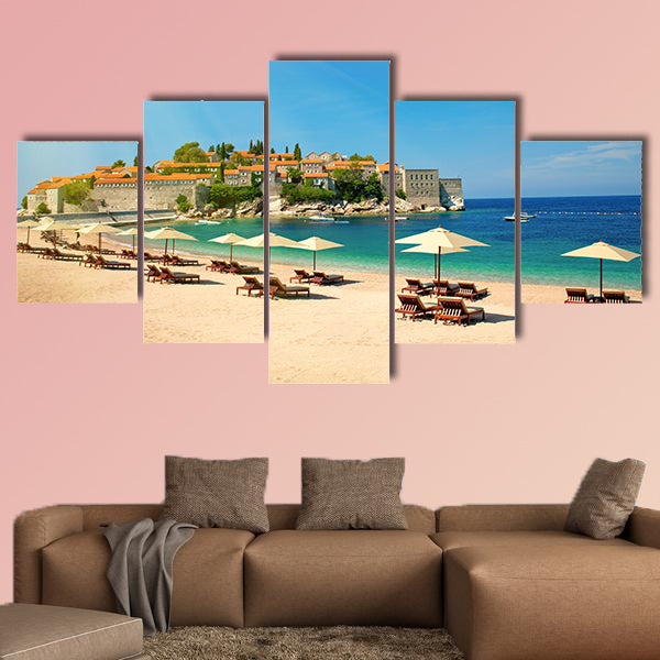 Canvas chairs on the beach multi panel canvas wall art
