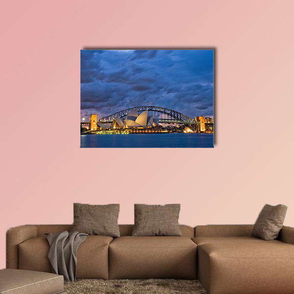 A view of Sydney Harbor Twilight multi panel canvas wall art