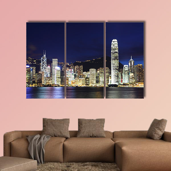 Hong Kong night multi panel canvas wall art