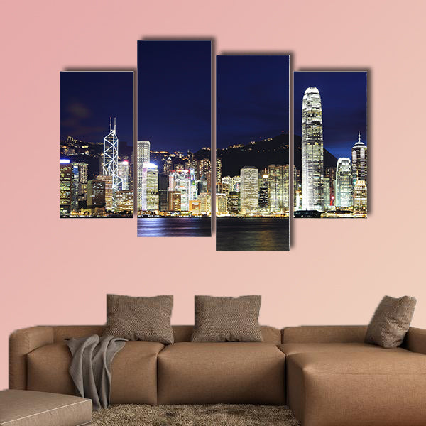 Hong Kong night multi panel canvas wall art