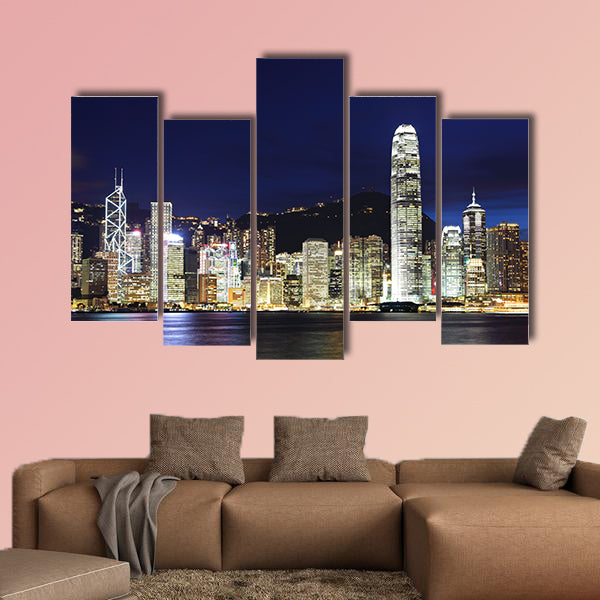 Hong Kong night multi panel canvas wall art