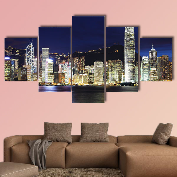 Hong Kong night multi panel canvas wall art