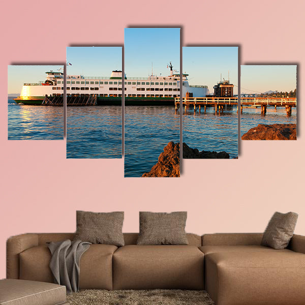 Mukilteo to Bainbridge Washington State ferry during sunset wall art