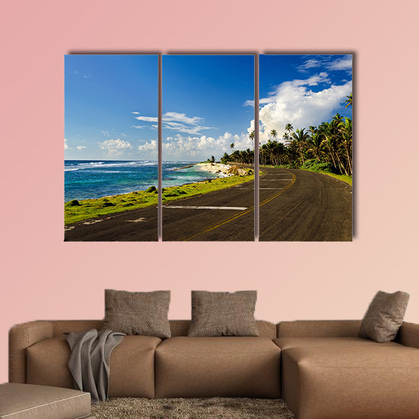 Road on Caribbean coast in San Andres, Colombia multi panel canvas wall art
