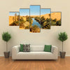 Umm al-Ma Lake - Idyllic Oasis In The Awbari Sand Sea, Sahara Desert, Libya, Multi Panel Canvas Wall Art