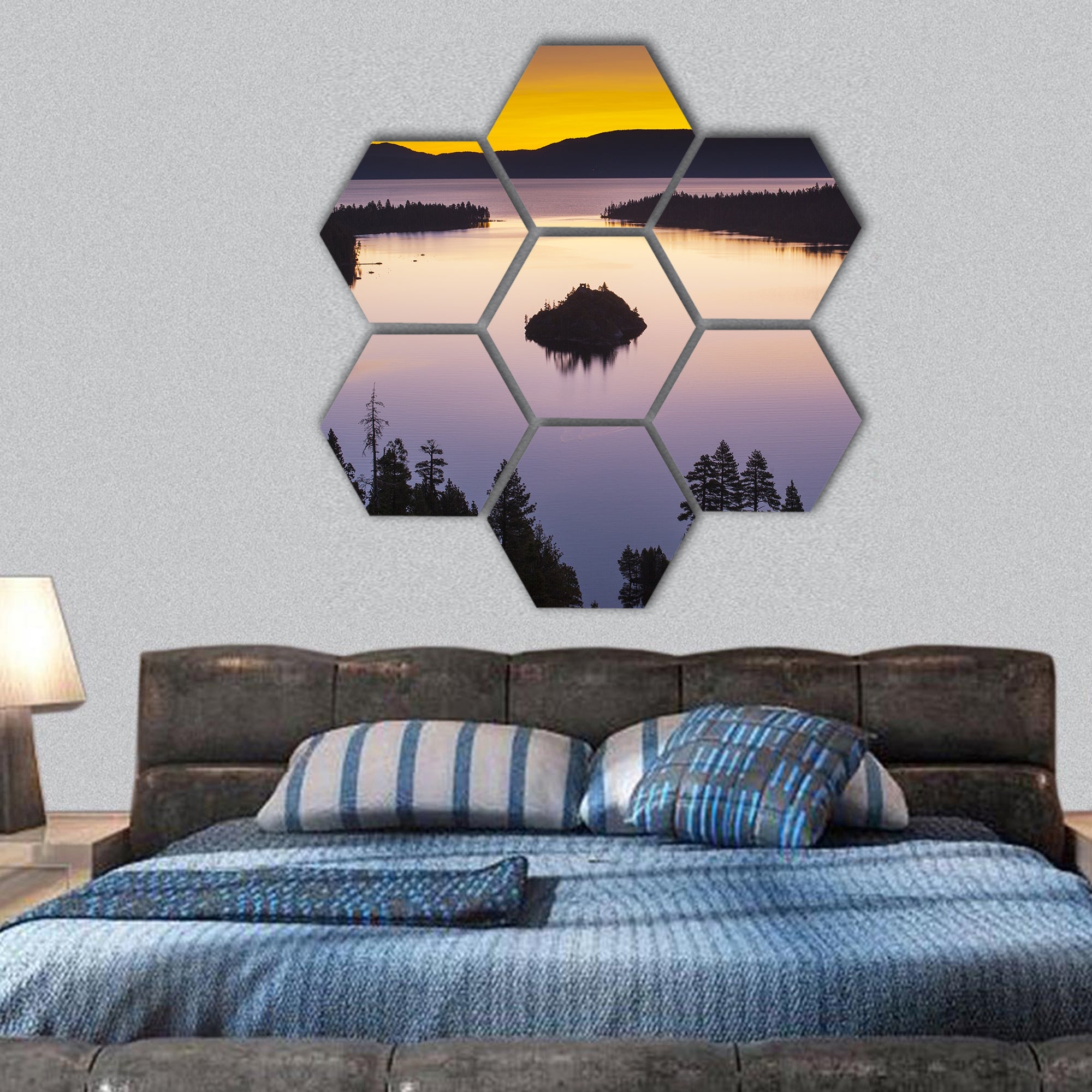 Lake Tahoe, California, USA hexagonal canvas wall art
