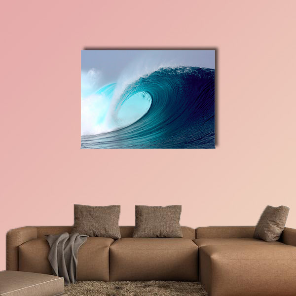 Blue ocean tropical surfing wave multi panel canvas wall art