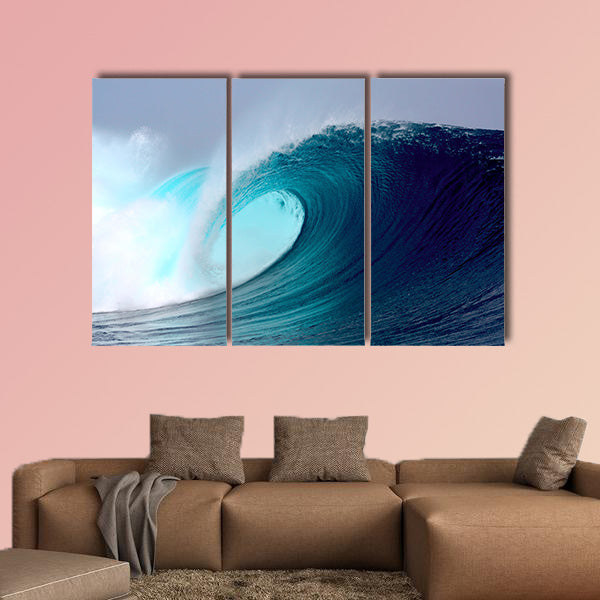 Blue ocean tropical surfing wave multi panel canvas wall art