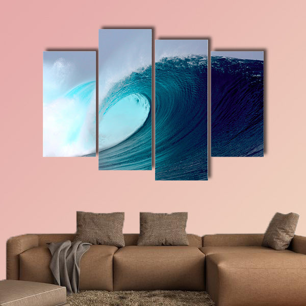 Blue ocean tropical surfing wave multi panel canvas wall art