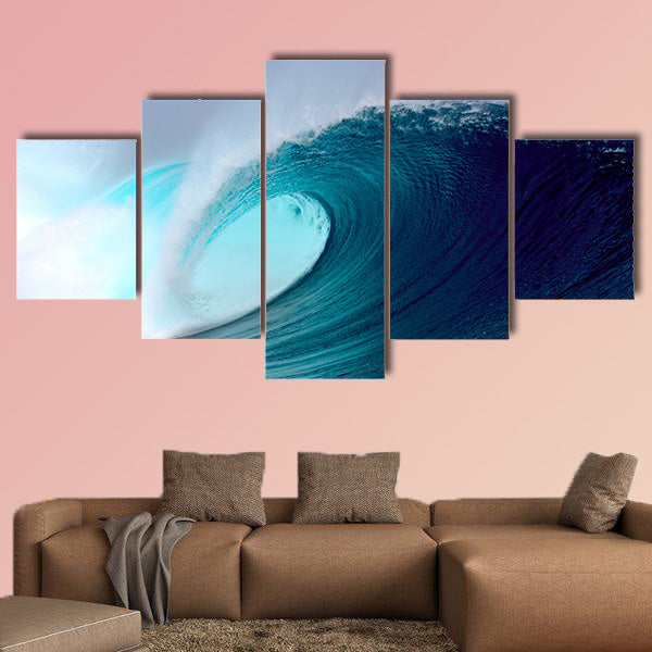 Blue ocean tropical surfing wave multi panel canvas wall art