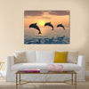 Jumping Dolphins Multi Panel Canvas Wall Art