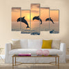 Jumping Dolphins Multi Panel Canvas Wall Art