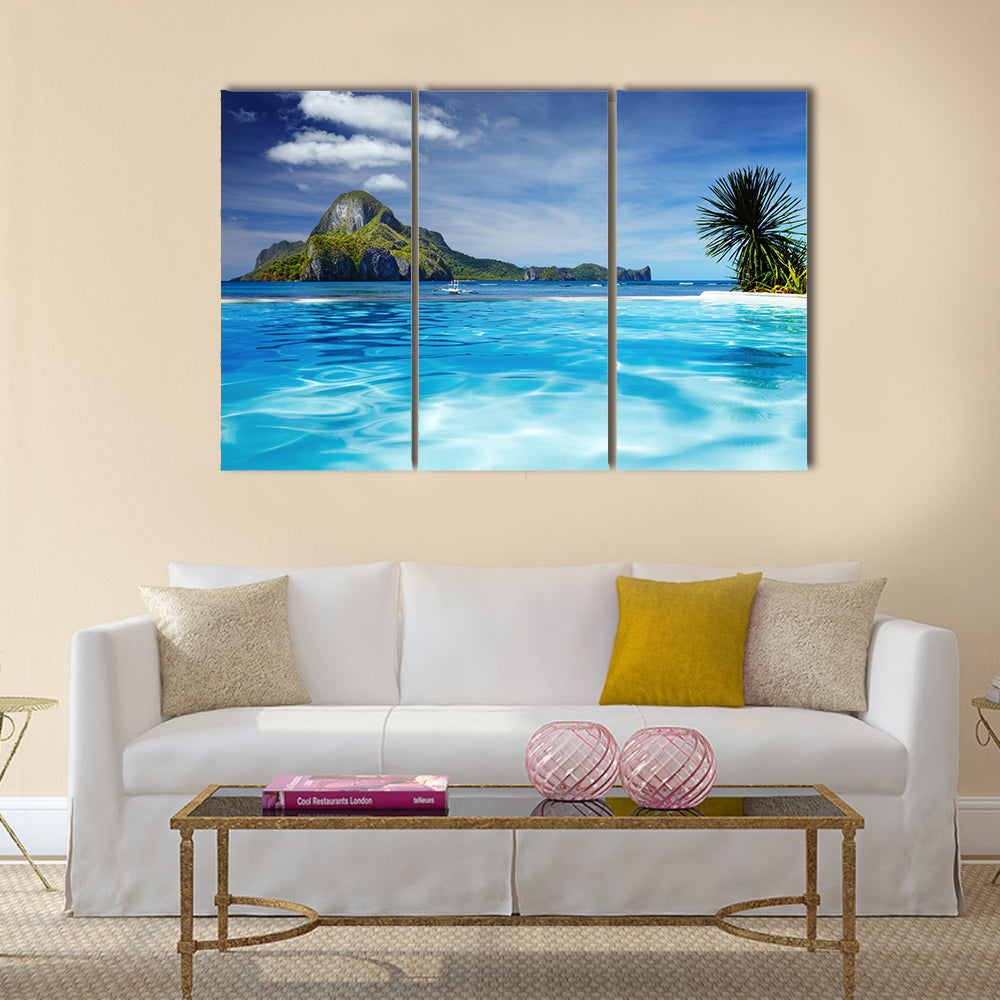 Landscape with swimming pool in Cadlao island multi panel canvas wall art