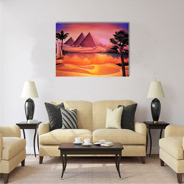 painted concert backdrop of ancient Egypt Multi panel canvas wall art