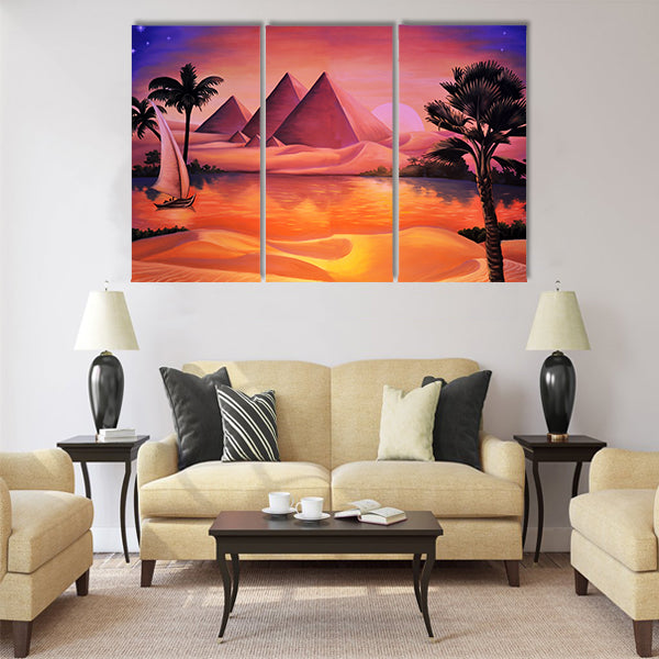 painted concert backdrop of ancient Egypt Multi panel canvas wall art