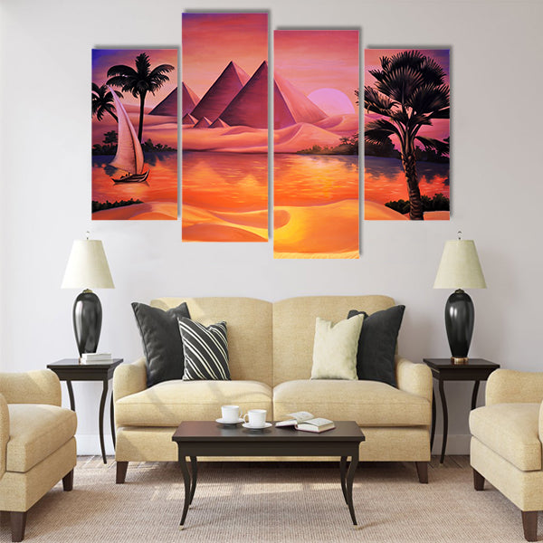 painted concert backdrop of ancient Egypt Multi panel canvas wall art