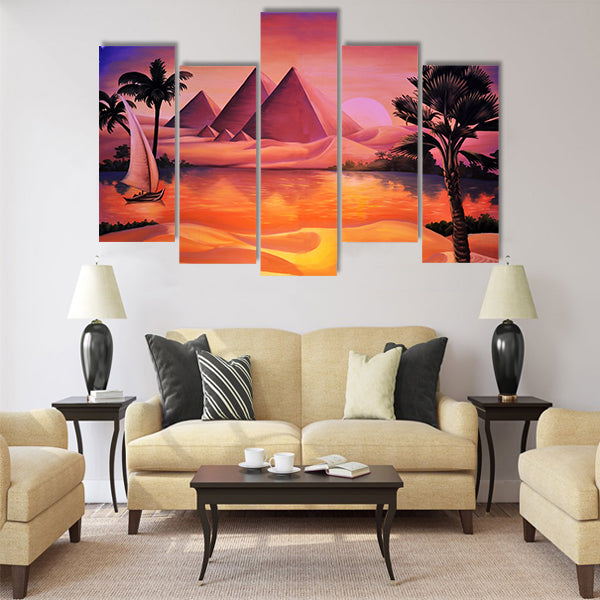 painted concert backdrop of ancient Egypt Multi panel canvas wall art
