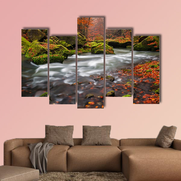 View of a beautiful autumn creek in Czech-Saxony Switzerland canvas wall art