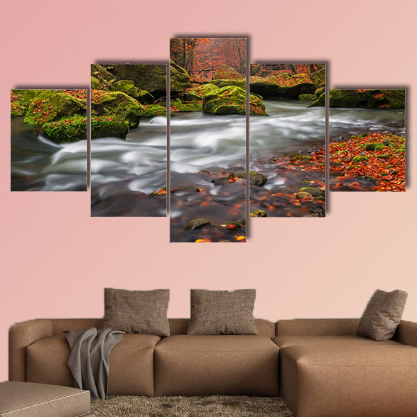 View of a beautiful autumn creek in Czech-Saxony Switzerland canvas wall art