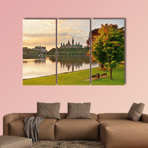 Ottawa city skyline at sunrise in the morning park wall art