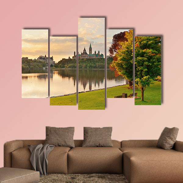 Ottawa city skyline at sunrise in the morning park wall art