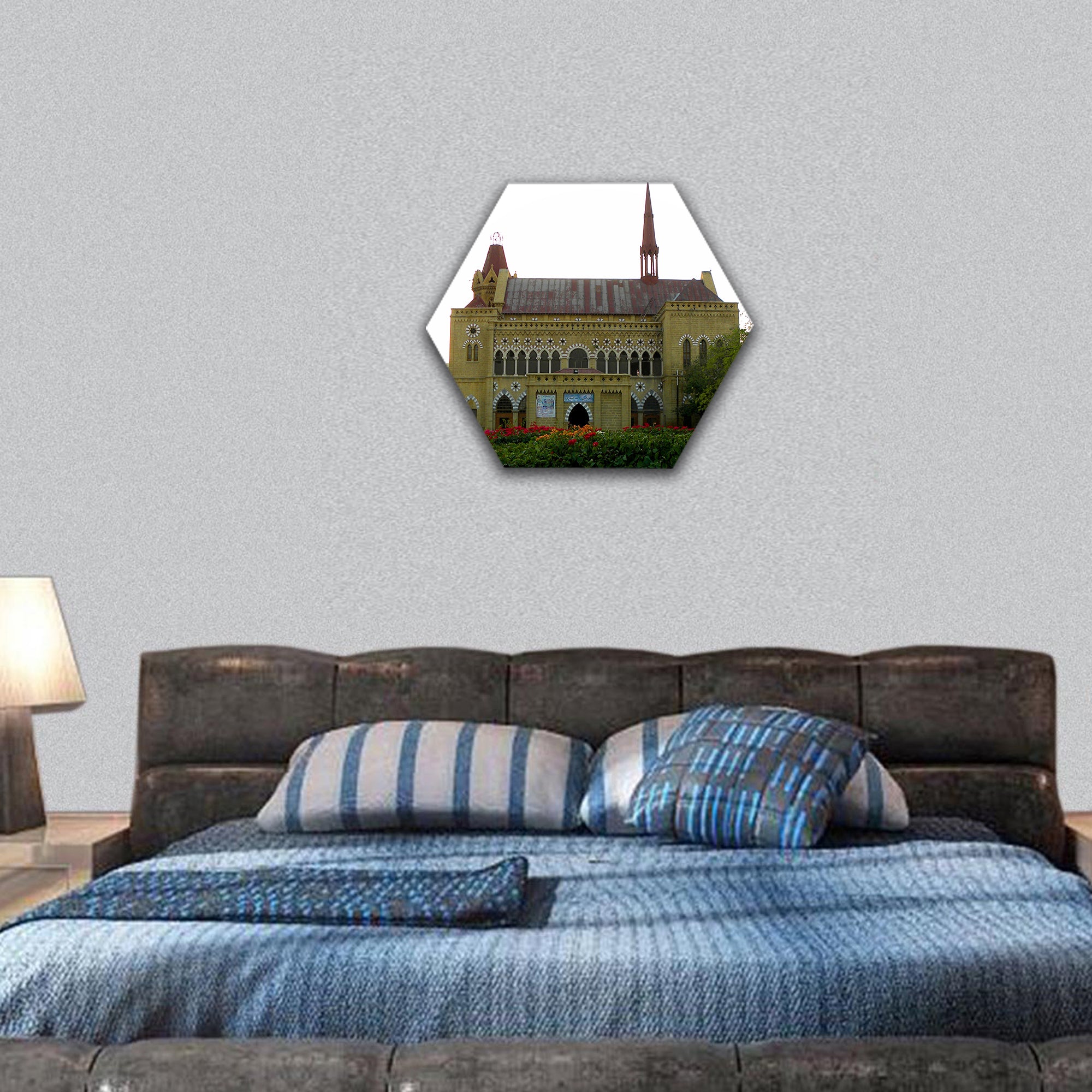 Karachi Frere Hall in Pakistan hexagonal canvas wall art