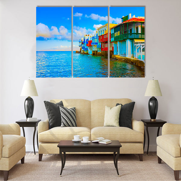 In the heart of Little Venice in Mykonos Island Greece Multi Panel Canvas Wall Art