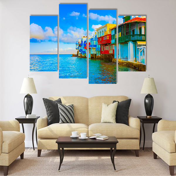 In the heart of Little Venice in Mykonos Island Greece Multi Panel Canvas Wall Art