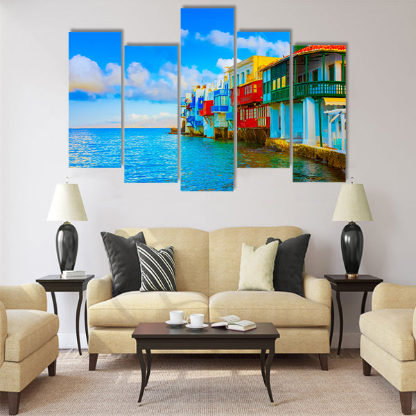 In the heart of Little Venice in Mykonos Island Greece Multi Panel Canvas Wall Art