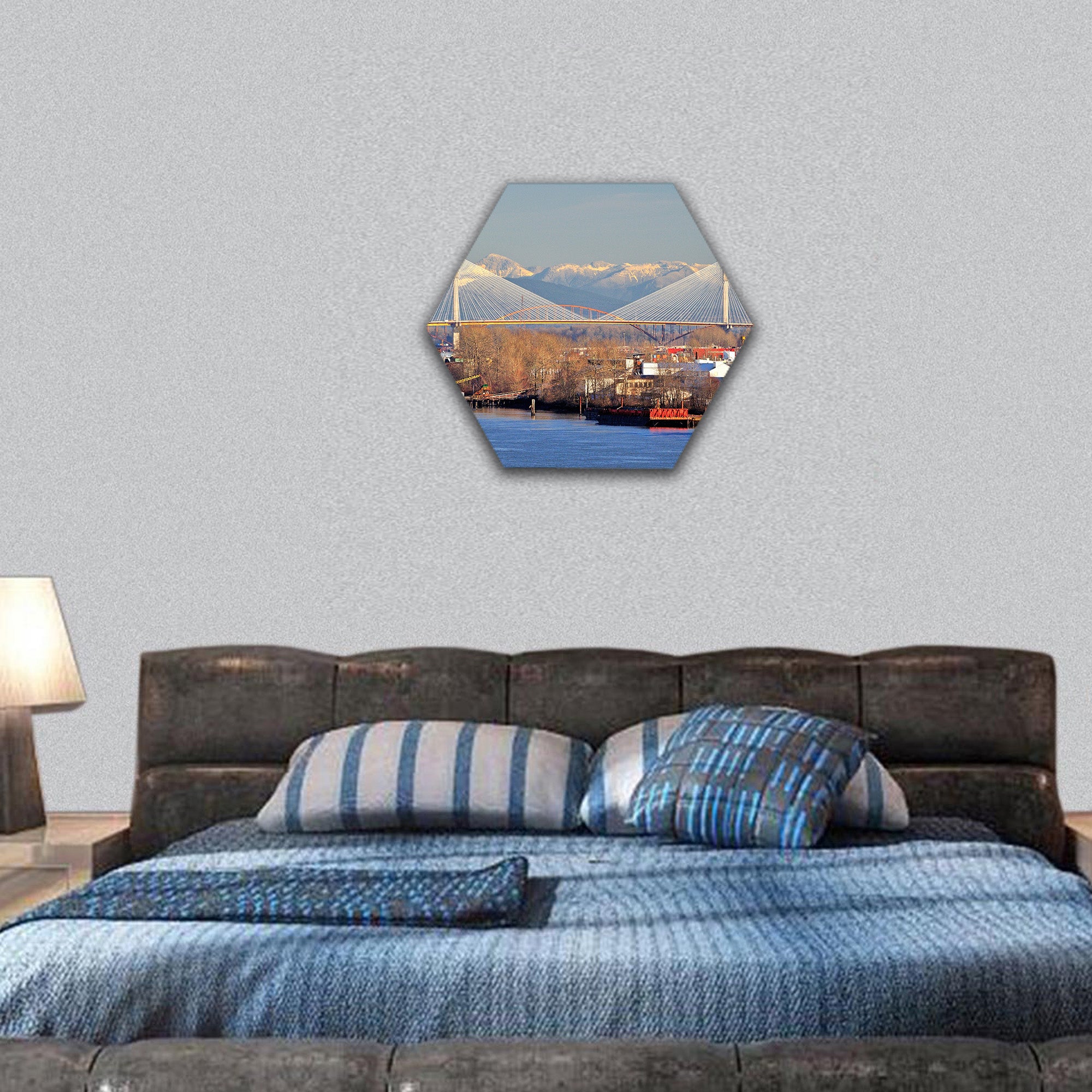 Port Mann Bridge hexagonal canvas wall art