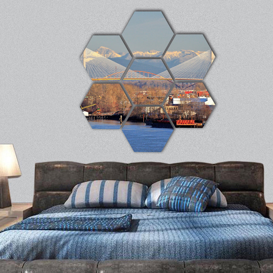 Port Mann Bridge hexagonal canvas wall art