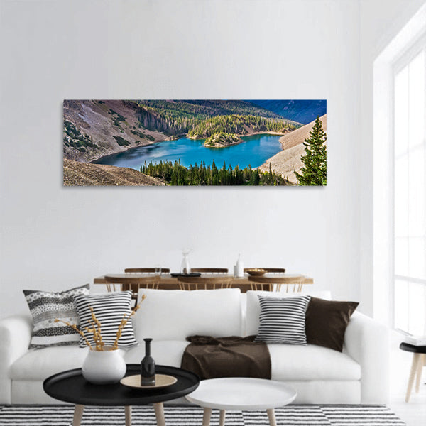 Lake Agnes hiking fishing in Colorado State Forrest State Park panoramic canvas wall art