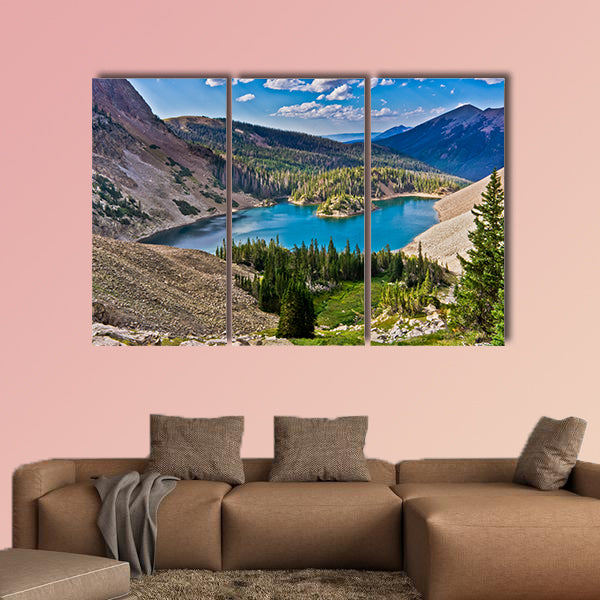 Lake Agnes is a popular hiking and fishing destination multi panel canvas wall art