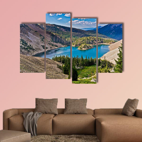 Lake Agnes is a popular hiking and fishing destination multi panel canvas wall art