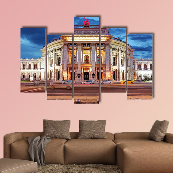 Theater Burg theater of Vienna, Austria at night multi panel canvas wall art