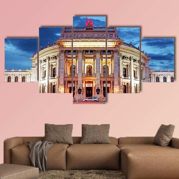 Theater Burg theater of Vienna, Austria at night multi panel canvas wall art
