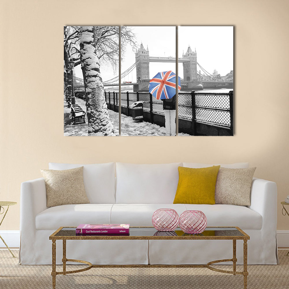 London cityscape, including tower bridge Multi panel canvas wall art