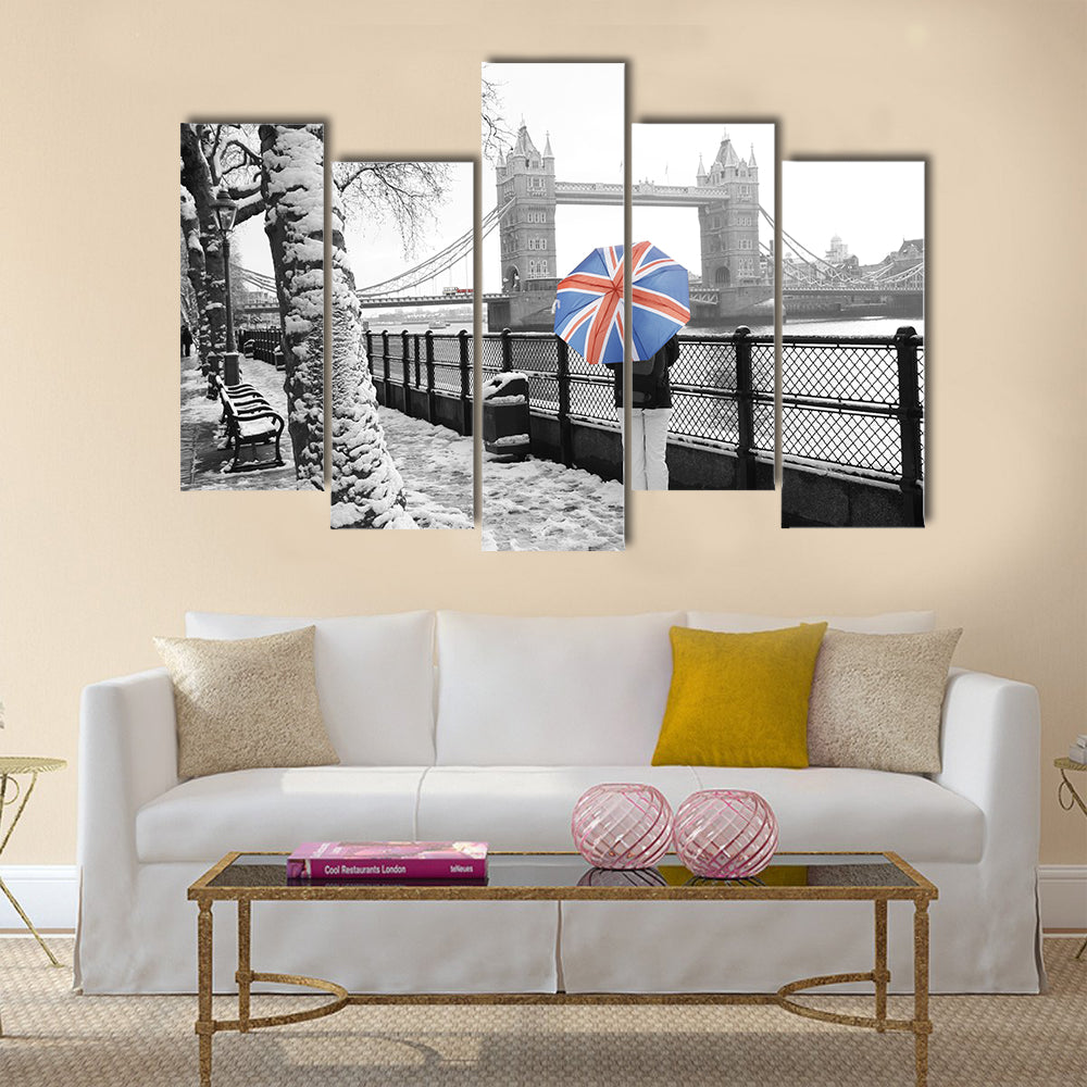 London cityscape, including tower bridge Multi panel canvas wall art