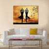 Couple doing yoga Multi panel canvas wall art