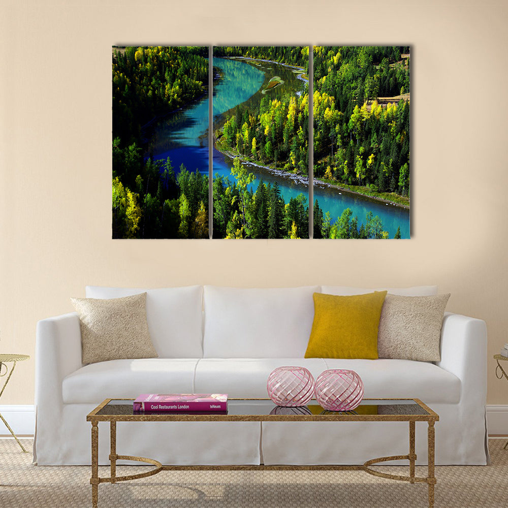 The beautiful moon bay in kanak lake, Xinxiang, china multi panel canvas wall art