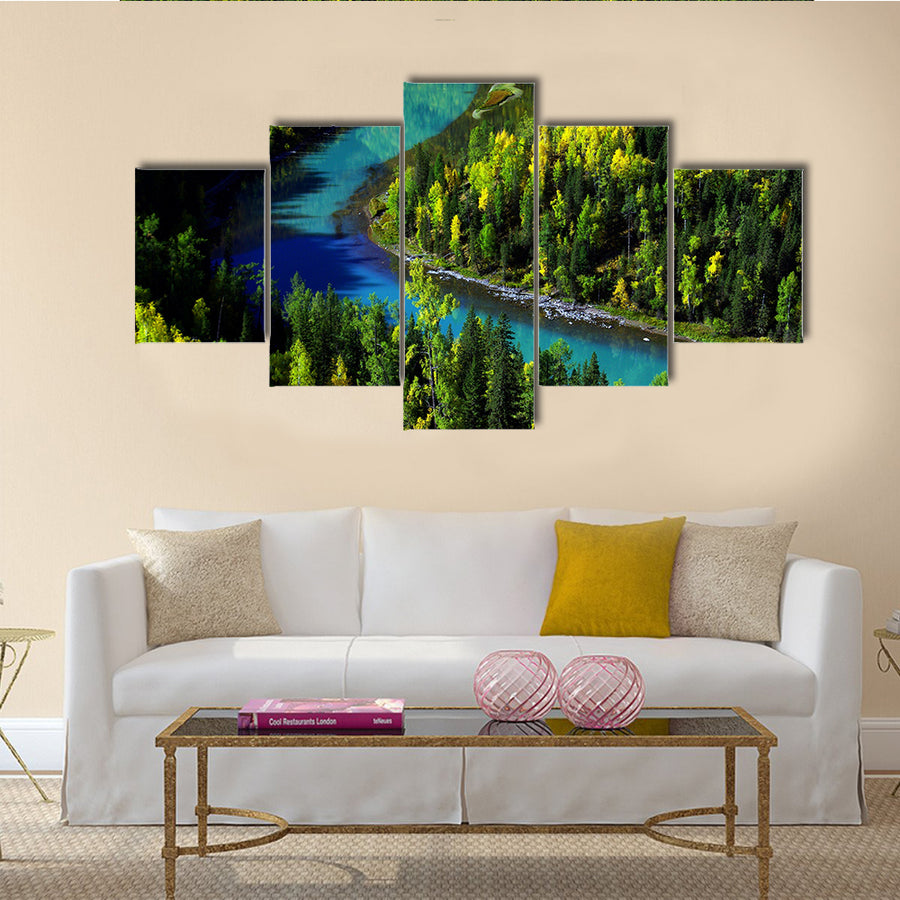 The beautiful moon bay in kanak lake, Xinxiang, china multi panel canvas wall art