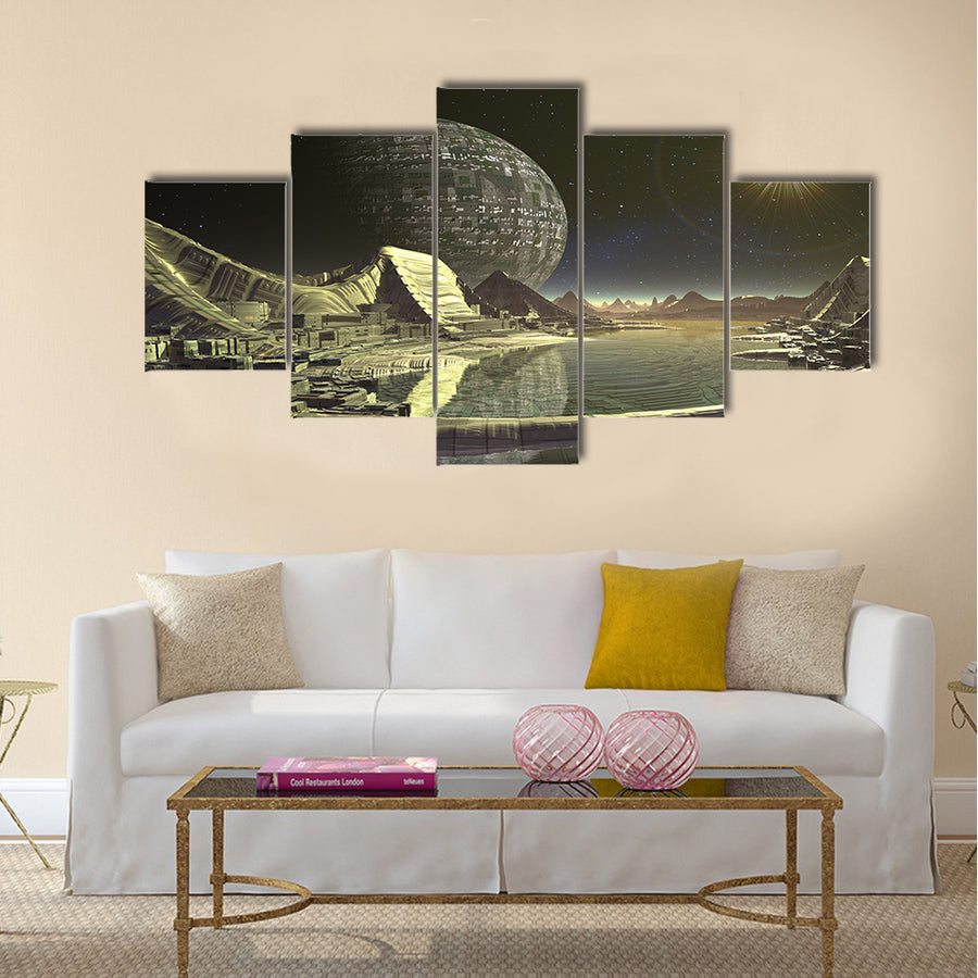 Alien Satellite City Multi Panel Canvas Wall Art