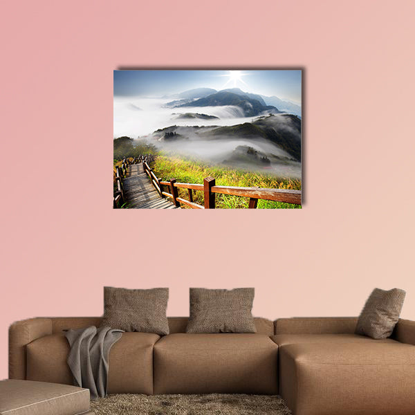 Dramatic clouds with mountain and tree multi panel canvas wall art