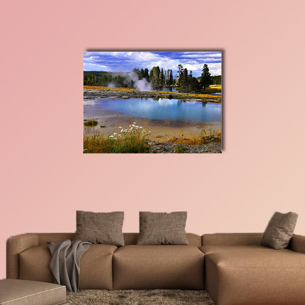 Intense colors of a silent geyser in Yellowstone National Park Multi panel canvas wall art