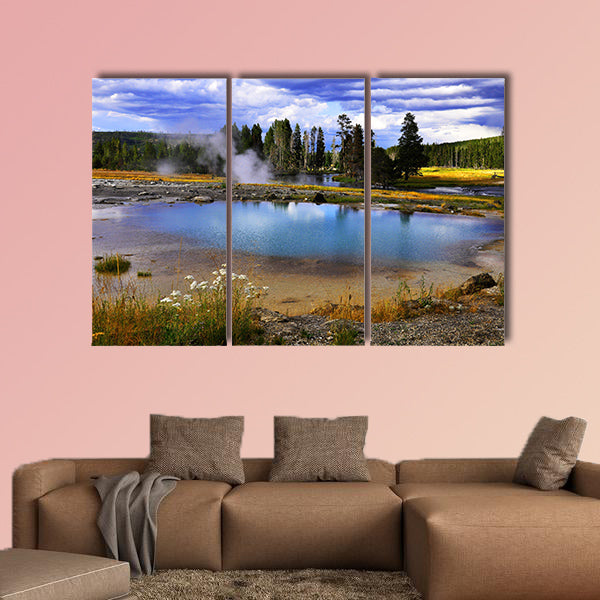 Intense colors of a silent geyser in Yellowstone National Park Multi panel canvas wall art