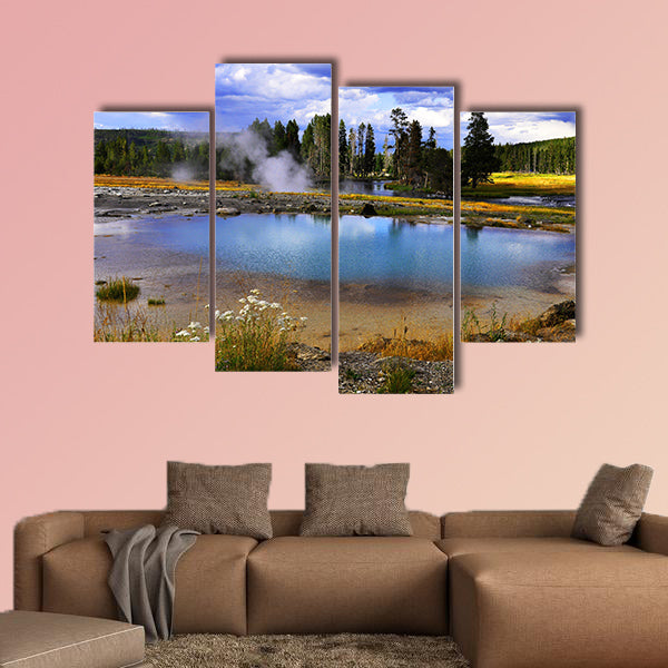 Intense colors of a silent geyser in Yellowstone National Park Multi panel canvas wall art