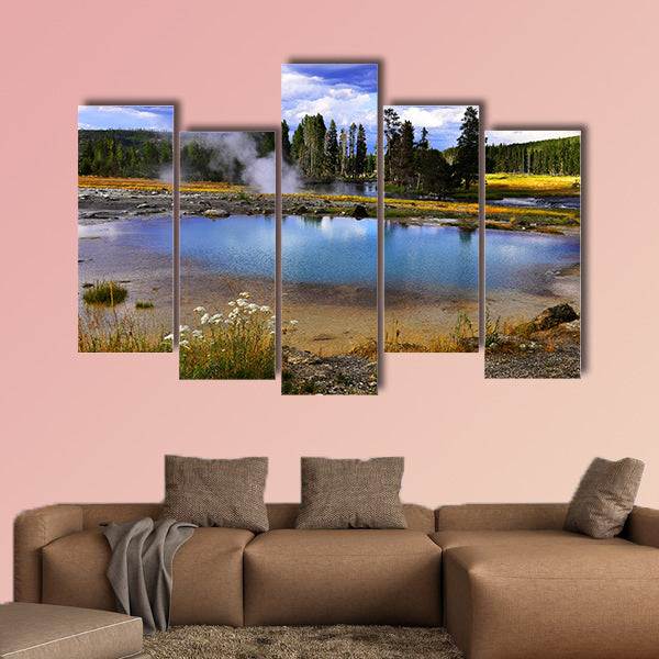 Intense colors of a silent geyser in Yellowstone National Park Multi panel canvas wall art