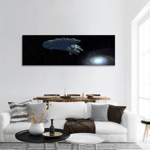 Space ship panoramic canvas wall art