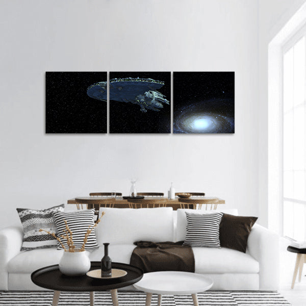 Space ship panoramic canvas wall art