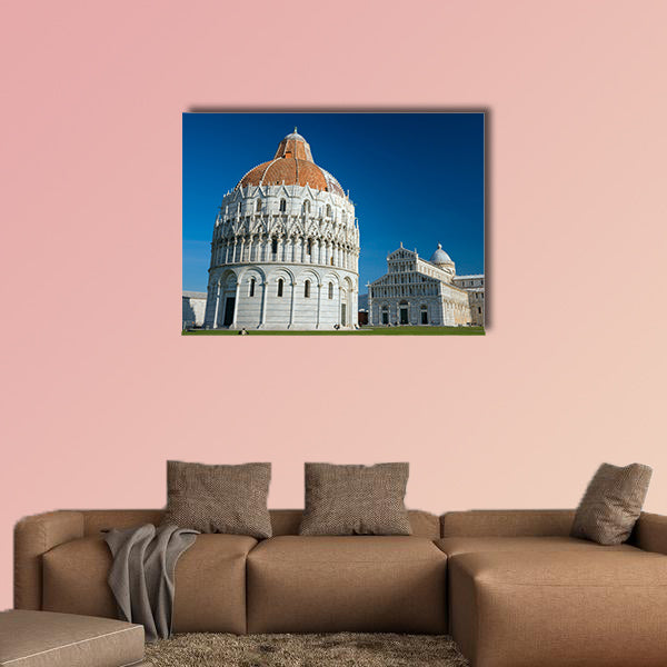 Pisa, Piazza dei miracoli with the Basilica multi panel canvas wall art